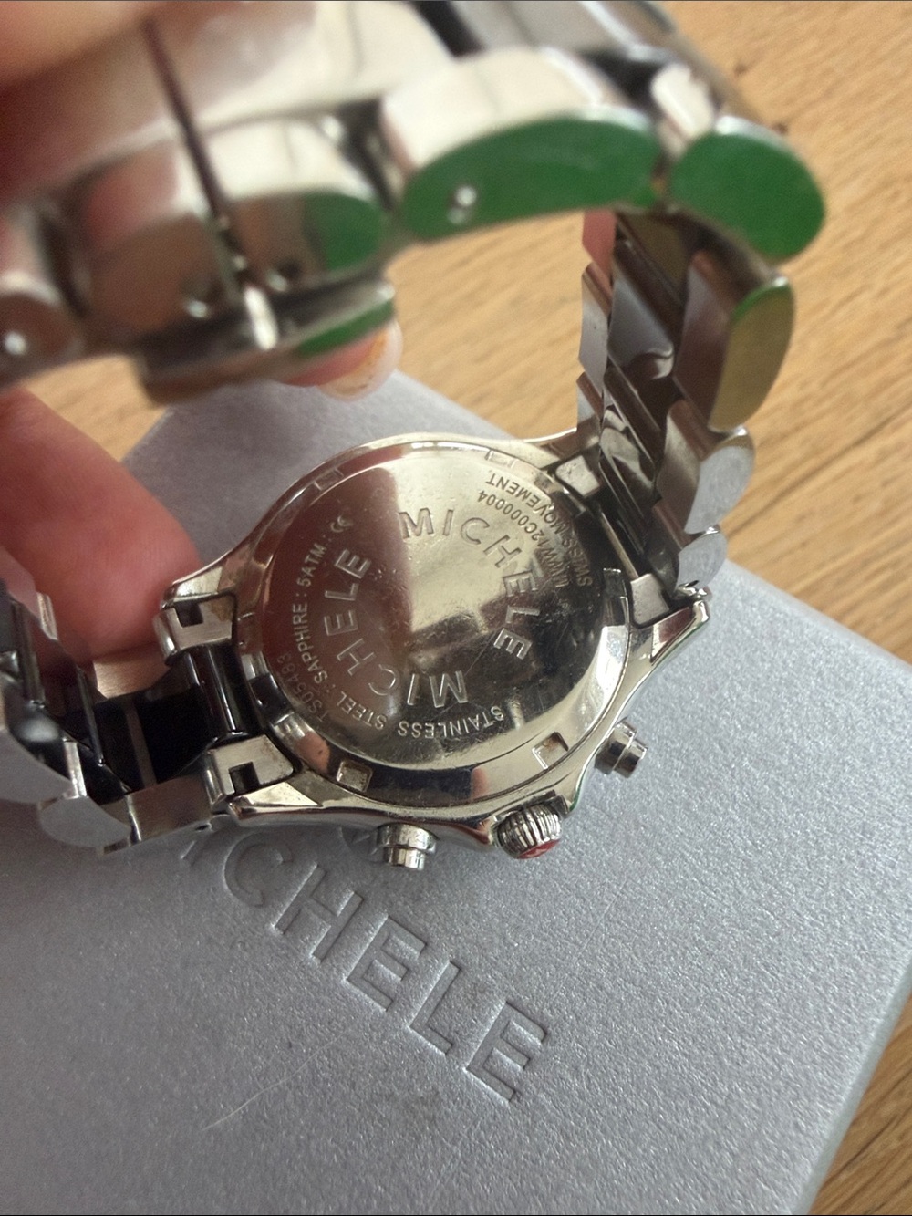 Michele Men’s Silver Bracelet Watch with Black Dial - Picture 2 of 6